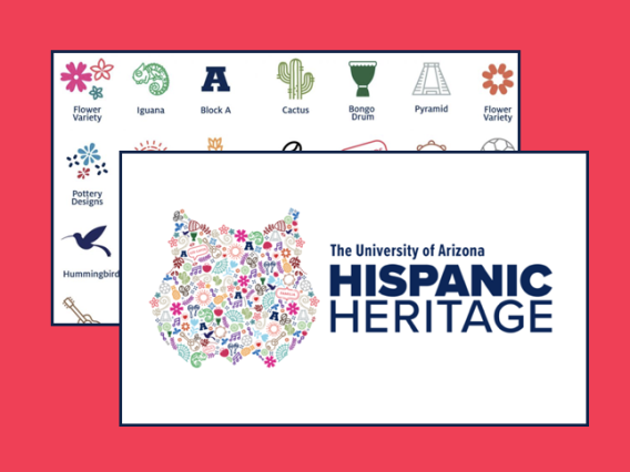 Example of a UArizona Hispanic Heritage logo, guidelines, graphics and marketing templates