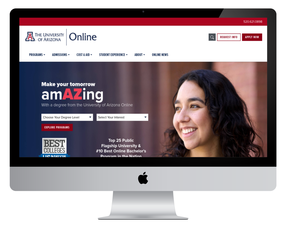 Example of Arizona Online's website homepage
